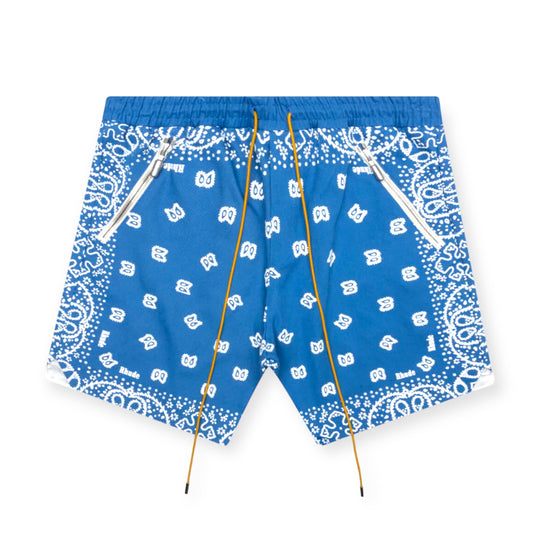 Brand New RHUDE Blue Bandana Print Lyocell Track Shorts Size L