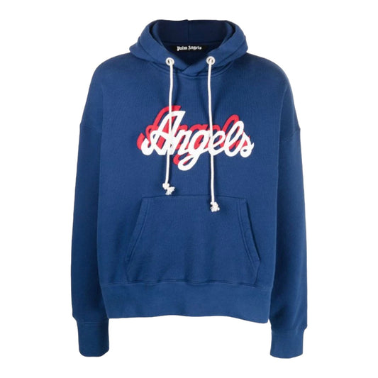 Palm Angels Blue Logo Hoodie Size L